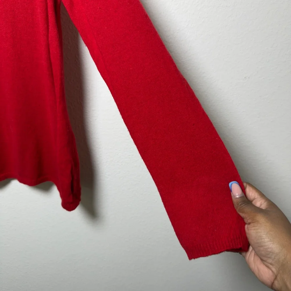 Peck & Peck Womens 100% Cashmere Sweater XL Red Crewneck 2-Ply Long Sleeve